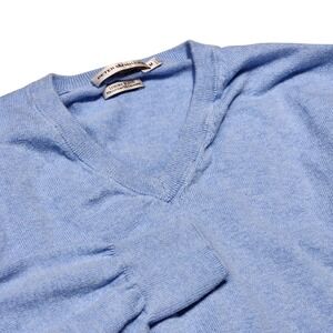 Peter Millar V-Neck Sweater Luxury Blend Cotton Cashmere Blue Mens Size M